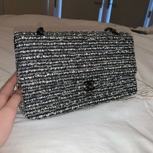 chanel tweed medium double flap bag